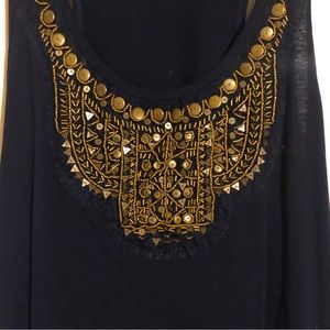 Maurices Sleeveless Top Navy W/Gold Embellishment Plus size 1